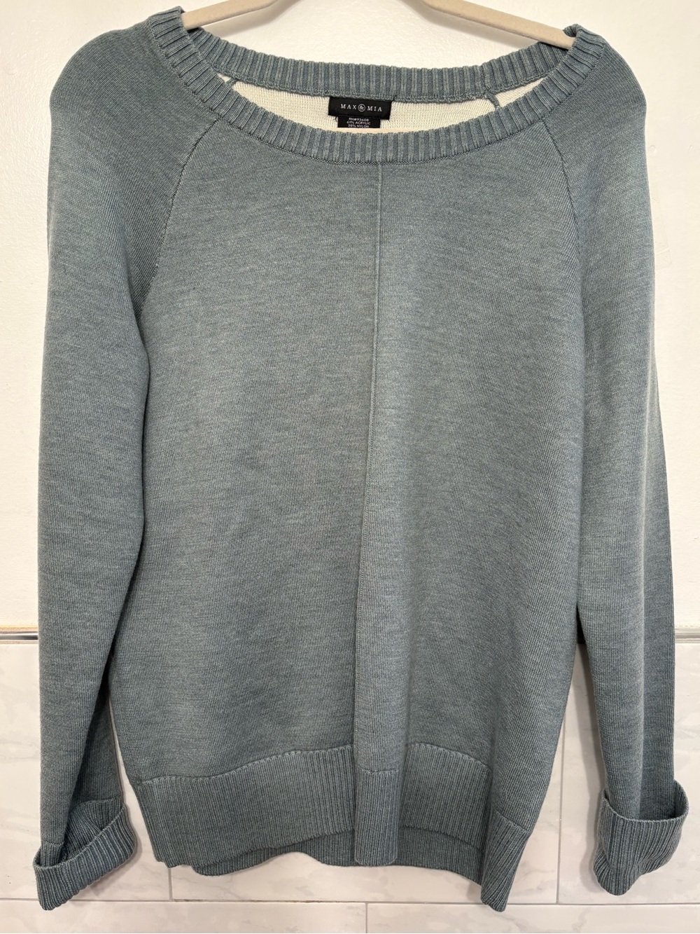 Max & Mia Women's Slate Blue Boatneck Sweater